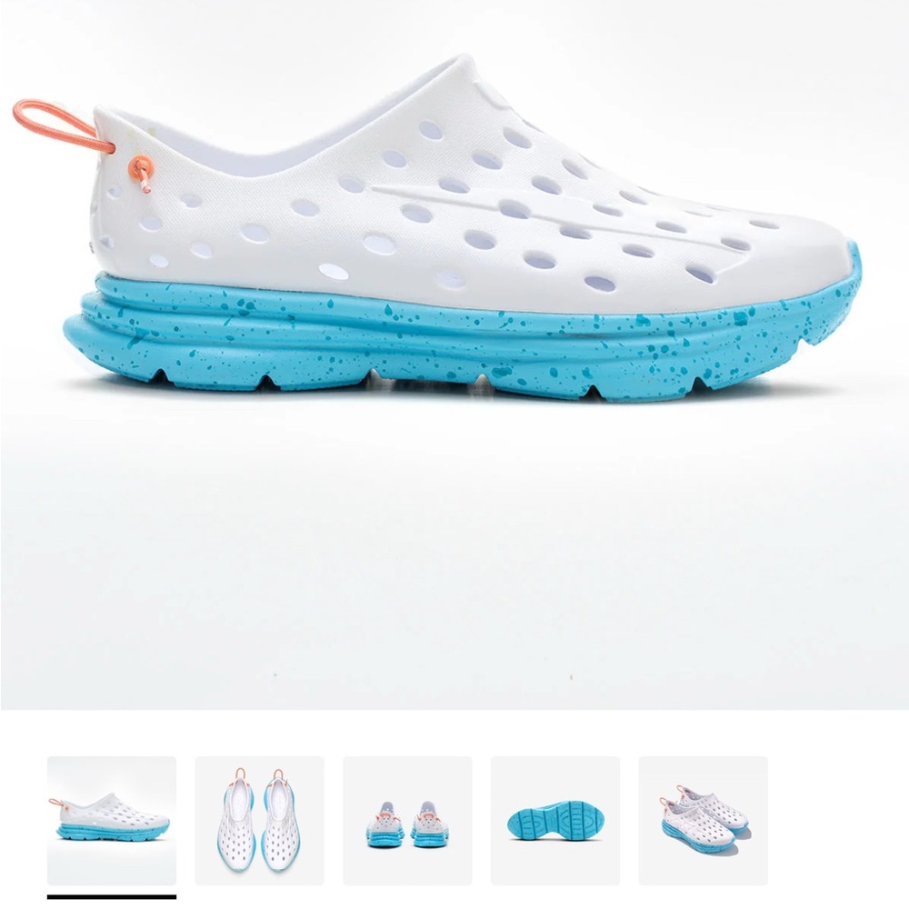 Native Shoes White and Blue Perforated Sneakers